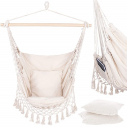 Závesné hojdacie kreslo 130x100 cm, krémové SPRINGOS BORGO III