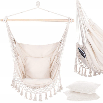 Závesné hojdacie kreslo 130x100 cm, krémové SPRINGOS BORGO III