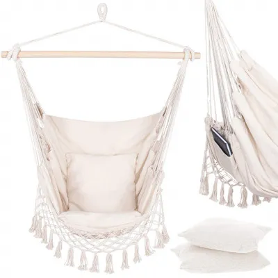 Závesné hojdacie kreslo 130x100 cm, krémové SPRINGOS BORGO III