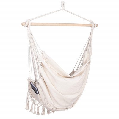 Závesné hojdacie kreslo 130x100 cm, krémové SPRINGOS BORGO III