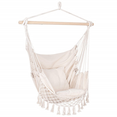 Závesné hojdacie kreslo 130x100 cm, krémové SPRINGOS BORGO III