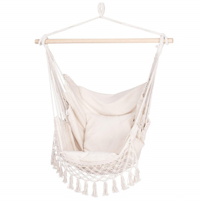 Závesné hojdacie kreslo 130x100 cm, krémové SPRINGOS BORGO III