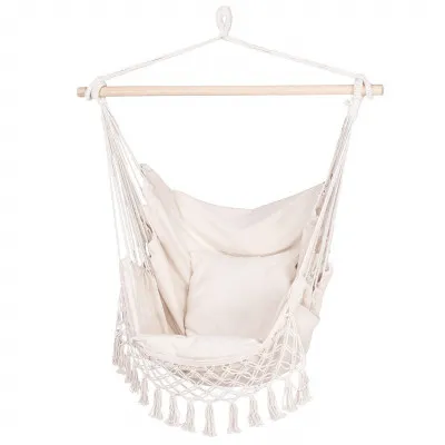 Závesné hojdacie kreslo 130x100 cm, krémové SPRINGOS BORGO III