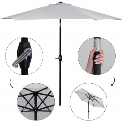 Záhradný slnečník 250 cm, svetlo šedý SPRINGOS SUNNY GU0022