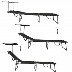 Záhradné polohovacie lehátko SPRINGOS POOL čierne