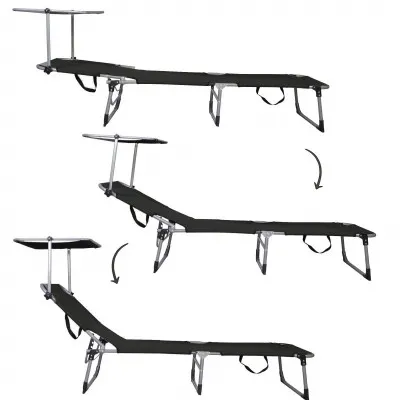 Záhradné polohovacie lehátko SPRINGOS POOL čierne