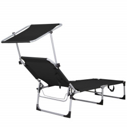 Záhradné polohovacie lehátko SPRINGOS POOL čierne
