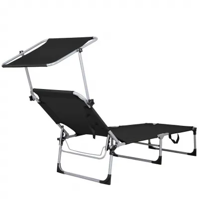 Záhradné polohovacie lehátko SPRINGOS POOL čierne