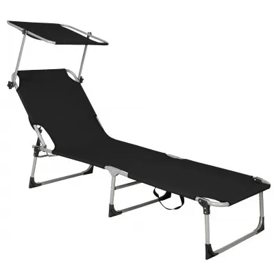 Záhradné polohovacie lehátko SPRINGOS POOL čierne