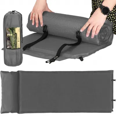 Samonafukovacia karimatka s vankúšom 186x53x2, 5 cm, šedá SPRINGOS ROVER
