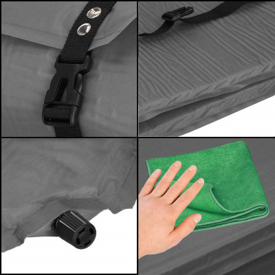 Samonafukovacia karimatka s vankúšom 186x53x2, 5 cm, šedá SPRINGOS ROVER