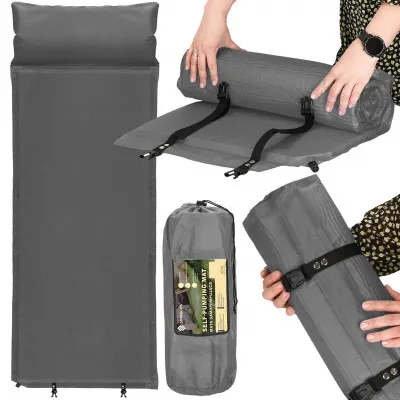 Samonafukovacia karimatka s vankúšom 186x53x2, 5 cm, šedá SPRINGOS ROVER