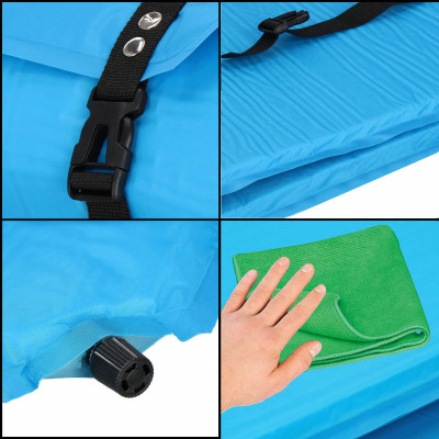 Samonafukovacia karimatka s vankúšom 186x53x2, 5 cm, modrá SPRINGOS ROVER