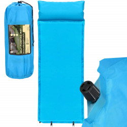 Samonafukovacia karimatka s vankúšom 186x53x2, 5 cm, modrá SPRINGOS ROVER