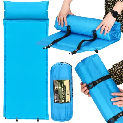 Samonafukovacia karimatka s vankúšom 186x53x2, 5 cm, modrá SPRINGOS ROVER