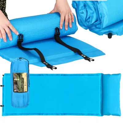 Samonafukovacia karimatka s vankúšom 186x53x2, 5 cm, modrá SPRINGOS ROVER