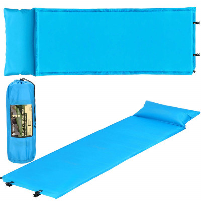 Samonafukovacia karimatka s vankúšom 186x53x2, 5 cm, modrá SPRINGOS ROVER