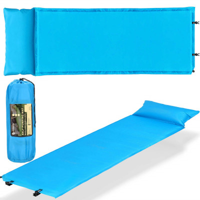 Samonafukovacia karimatka s vankúšom 186x53x2, 5 cm, modrá SPRINGOS ROVER