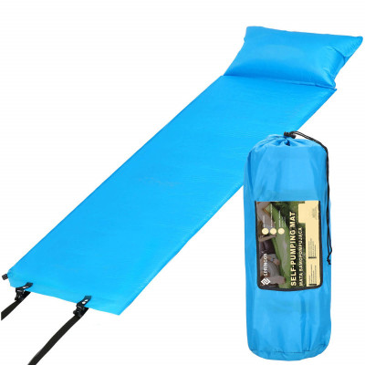 Samonafukovacia karimatka s vankúšom 186x53x2, 5 cm, modrá SPRINGOS ROVER