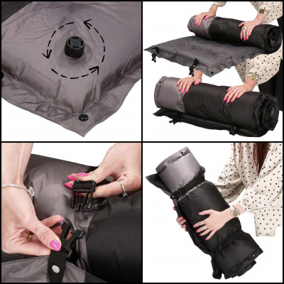 Samonafukovacia karimatka s vankúšom 188x66x5 cm, šedá SPRINGOS VOYAGER