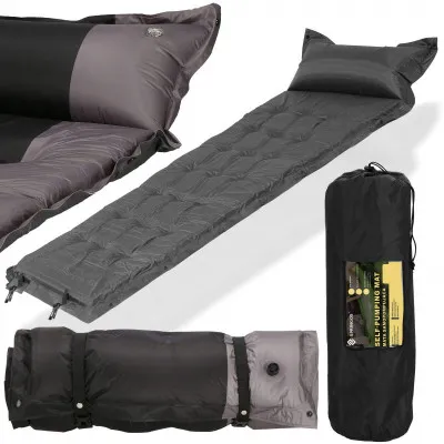 Samonafukovacia karimatka s vankúšom 188x66x5 cm, šedá SPRINGOS VOYAGER