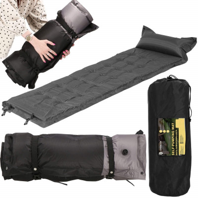 Samonafukovacia karimatka s vankúšom 188x66x5 cm, šedá SPRINGOS VOYAGER