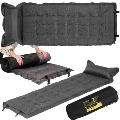 Samonafukovacia karimatka s vankúšom 188x66x5 cm, šedá SPRINGOS VOYAGER