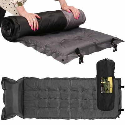 Samonafukovacia karimatka s vankúšom 188x66x5 cm, šedá SPRINGOS VOYAGER