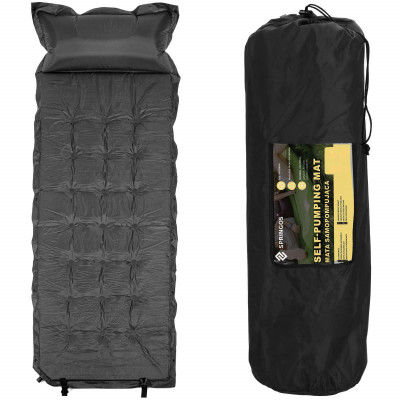 Samonafukovacia karimatka s vankúšom 188x66x5 cm, šedá SPRINGOS VOYAGER