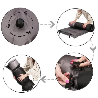 Samonafukovacia karimatka s vankúšom 188x66x5 cm, šedá SPRINGOS VOYAGER