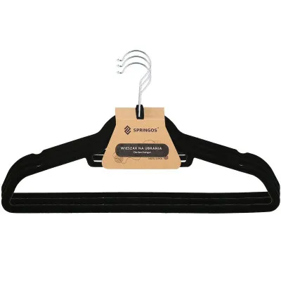 Plastové ramienka na šaty, čierne, sada 3ks SPRINGOS HG0041