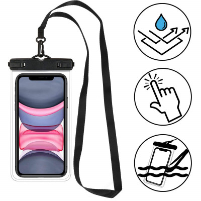 Vodeodolné púzdro na telefón SPRINGOS CS0017 transparentné