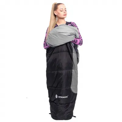 Spací vak 220x80 cm, čierny SPRINGOS MUMI