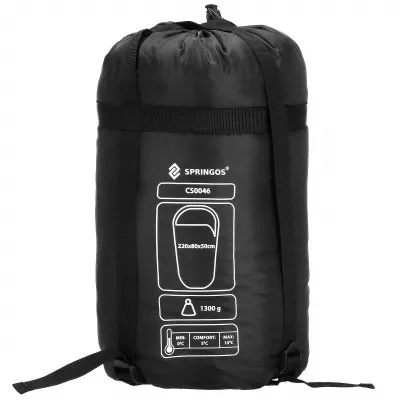 Spací vak 220x80 cm, čierny SPRINGOS MUMI