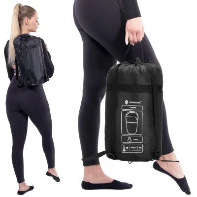 Spací vak 220x80 cm, čierny SPRINGOS MUMI