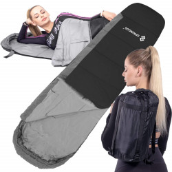 Spací vak 220x80 cm, čierny SPRINGOS MUMI