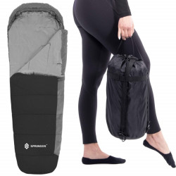 Spací vak 220x80 cm, čierny SPRINGOS MUMI