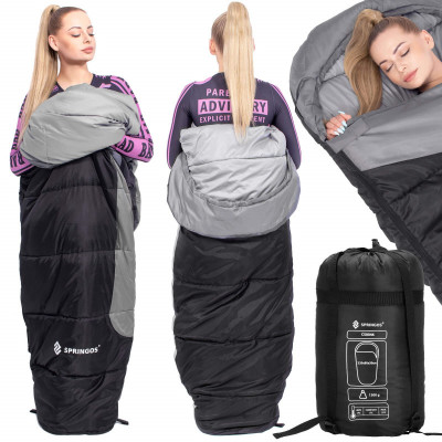 Spací vak 220x80 cm, čierny SPRINGOS MUMI