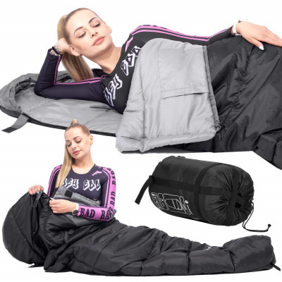 Spací vak 220x80 cm, čierny SPRINGOS MUMI