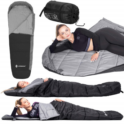 Spací vak 220x80 cm, čierny SPRINGOS MUMI