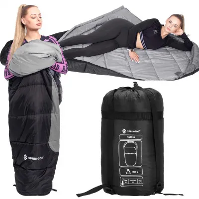 Spací vak 220x80 cm, čierny SPRINGOS MUMI