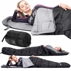 Spací vak 220x80 cm, čierny SPRINGOS MUMI