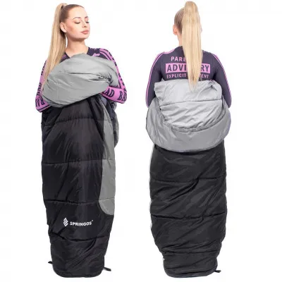 Spací vak 220x80 cm, čierny SPRINGOS MUMI