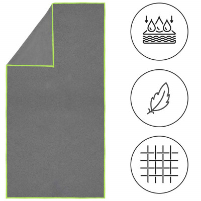 Rýchloschnúci uterák 180x90 cm, tmavo šedý SPRINGOS MENORCA