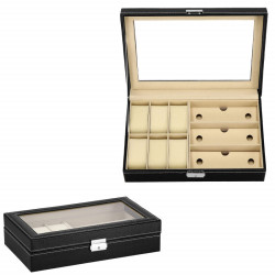 Škatuľka na hodinky a okuliare SPRINGOS MILESTONE čierna/krémová