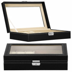 Škatuľka na hodinky a okuliare SPRINGOS MILESTONE čierna/krémová