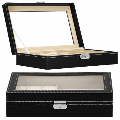 Škatuľka na hodinky a okuliare SPRINGOS MILESTONE čierna/krémová