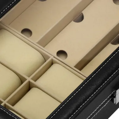 Škatuľka na hodinky a okuliare SPRINGOS MILESTONE čierna/krémová