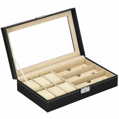 Škatuľka na hodinky a okuliare SPRINGOS MILESTONE čierna/krémová