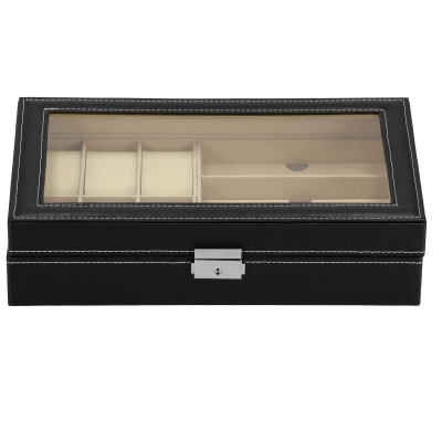 Škatuľka na hodinky a okuliare SPRINGOS MILESTONE čierna/krémová